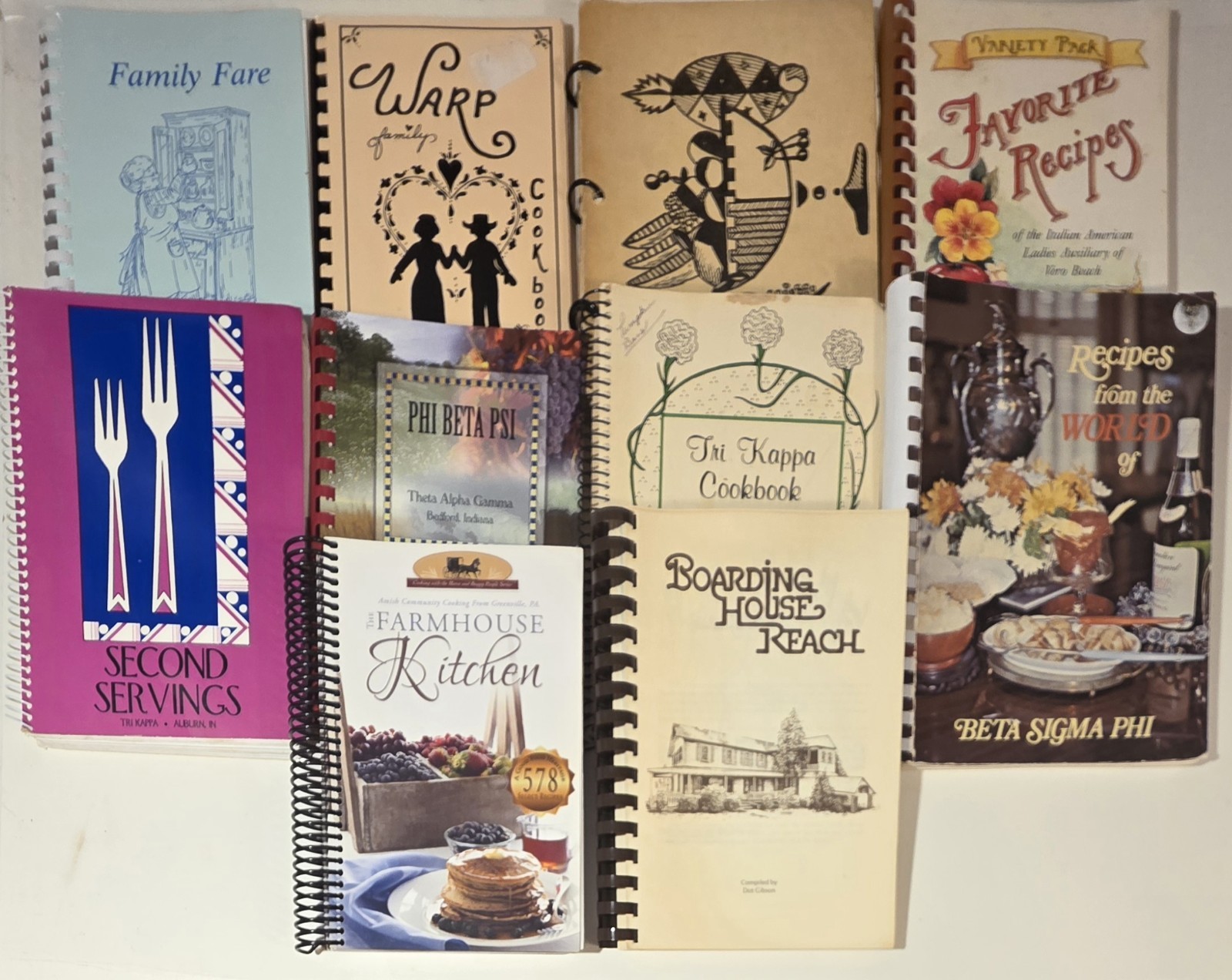 Vintage Cookbook Church Community Regional Spiral Bound Beta Kappa Lot of 10