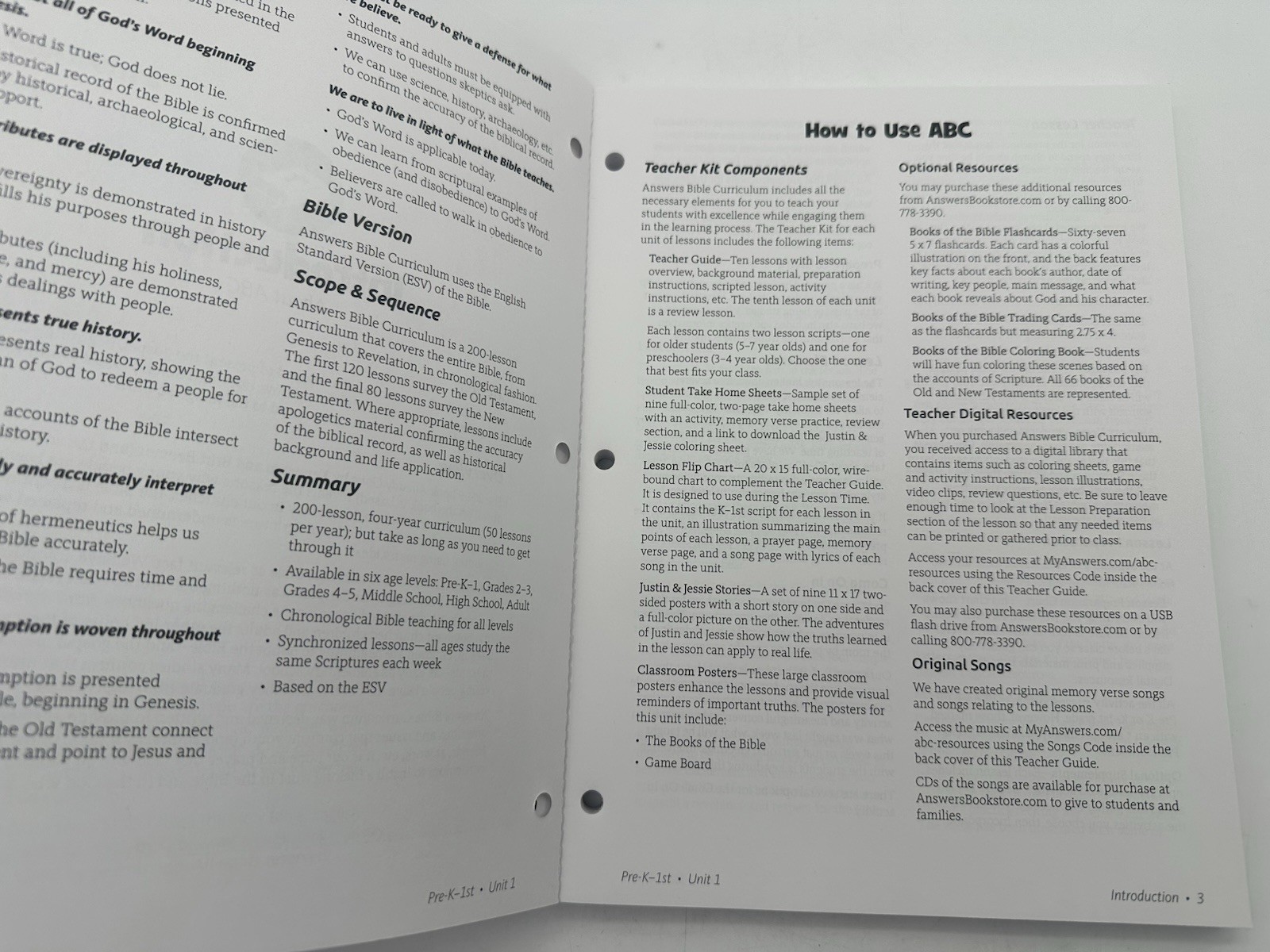 Answers Bible Curriculum Units 1-4 Pre-K-1st Teacher Guides – Great Condition